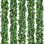 Deehome Silk Artificial Ivy Hanging Grass Creepers (Set Of 12), For Home Decoration, Wall Decoration 12) (7.5 Ft Long), Green