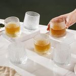 ZROY ENTERPRISE Whiskey Glasses Set of 6 pcs- 170 ml Bar Glass for Drinking Bourbon, Whisky, Scotch, Cocktails, Cognac- Old Fashioned Cocktail Tumblers (6, Rotating Dot)