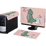 WAYUTO 3Pcs Computer Dust Cover Set Keyboard Computer Host Pc Monitor Tower Protector Dust Proof Computer Case Covers for Desktop CPU Dinosaur 24Inch