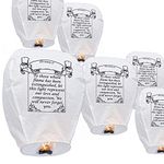 6 Pack Chinese Sky Lanterns - Eco Friendly, 100% Biodegradable Wire-Free Fire Resistant Paper Lantern to Release in Sky,Weddings & Parties & Festivals (Set of 6,White)