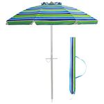 COSTWAY 2M Beach Umbrella with Carrying Bag, UPF50 + Sun Protection Sunshade Shelter, Outdoor Garden Patio Tilting Parasol (Green)