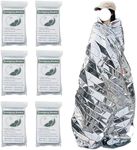 6 Pack Survival Blanket Outdoor Emergency Blanket Supplies, Emergency Blankets Mylar Thermal Blanket, Gigantic Space Blanket Survival Blankets Heavy Duty Camping Gear,Bug Out Bag (Silver)