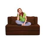 Dr Smith One Seater, Folding Sofa Cum Bed for Living Room Bedroom, Lightweight, Washable Cover with Cushion | 3X6 Ft,- Brown Color |