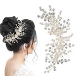 LYKAA Artificial Flowers & Pearl Style Juda Bun Accessories - Floral Bridal Brooch & Hair Pins - Veni, Tiara, Hair Pin, Juda Pin For Women's & Girls - Pack Of 1 (Golden)