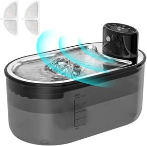 TOMXCUTE 3,0 l Katzenbrunnen mit Bewegungsmelder, 5000mAh Akku Batteriebetrieben Katzentrinkbrunnen Ohne Strom Kabelloser Trinkbrunnen Für Katze, Wasserschale aus Edelstahl mit Filter, Schwarz