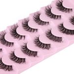 JIMIRE False Eyelashes with Clear 3D Fluffy Lashes Demi-wispies Natural Look Cat Eye Faux Mink Fluttery Eyelashes 15MM D Curl Eye Lashes Pack 7 Pairs