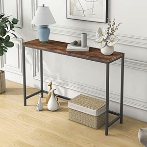 BOFENG Thin Console Sofa Tables for Entryway,Wood Frame Sofa Couch Table,Long Side Table Hallway Table End Entrance Table Computer Desk Window Table for Plants Indoor,Slim Coffee Table,Rustic Brown