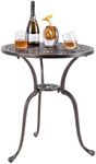 Giantex 24” Patio Bistro Table, Cast Aluminum Outdoor Side Table with 2" Umbrella Hole, All-Weather Resistant Round Patio Dining Table for 2 for Front Porch, Pool, Backyard, Garden, Balcony