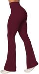 Sunzel Flare Leggings, Crossover Yoga Pants for Women with Tummy Control, High-Waisted and Wide Leg Black Cherry