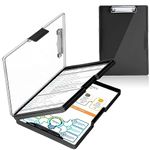 Clipboard with Storage, Heavy Duty Clip Boards 8.5x11 with 2 Storage Case, Clear Visible Top Panel Storage Clipboards, Smooth Writing for Work, Office Supplies, School Supplies