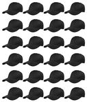 Gelante Bulk Plain Blank Baseball Caps Adjustable Back Strap., Black, One Size