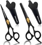 Hair Cutting & Thinning Scissors Set | 6.5 Inch Professional Stainless Steel Barber Scissors/Shears | Hairdressing Scissors | Smooth & Sharp Edge Blades - for Men/Women (Black Set of 2)