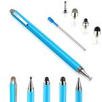 Stylus Pen for iPad - Penyeah [4-in-1] High Sensitivity and Precision Touch Screen Stylus Disc Tip,Black Rubber Tip & Mesh Fiber Tip Universal for All Capacitive Touch Screen Device - Light Blue