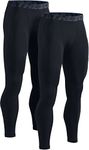 ATHLIO 1 or 2 Pack Men's 3/4 Compression Trousers, Cool Dry Capri Athletic Leggings, Running Workout Tights, Yoga, Gym, Base Layer, Active 2pack(blp05) - Black/Black, XL