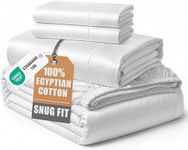 100% Egyptian Cotton Sheets King Size - Naturally Cooling & Breathable 4 Piece Silky Sateen Weave King Size Sheets Set, Ultra-Soft & Durable Hotel Luxury Sheets with 15" Snug Fit Deep Pockets - White