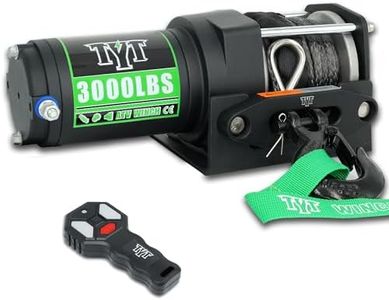 TYT 3000 lb ATV Winch, 12V DC Electric Winch with Wireless Remote and Wired Switch, 1/5"x 32FT Synthetic Winch Rope with Fairlead and Winch Mounting Plate