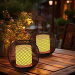 Navaris Solar Garden Candles - Set of 2 LED Solar Sun Powered Outdoor Candle Lanterns for Gardens, Patio, Driveways - Rechargable Ornamental Lighting