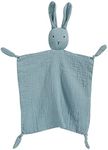 JoyArtist 100% Organic Cotton Muslin Baby Security Blanket for Unisex, Soft & Breathable Newborn Infant Gift (Blue)