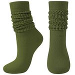 BOOPH Slouch Socks Women Scrunch Sock Knee High Slouchy Socks for Women Size 6-11, Army Green, 4.5-10 UK