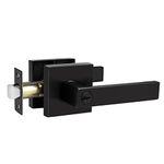 Probrico Black Door Handle with Lock and Key, Black Locking Lever Door Handle Set, Black External Door Handle Lock with Key, Heavy Duty, 1 Pack