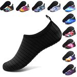 ANLUKE Water Shoes Barefoot Aqua Yoga Socks Quick-Dry Beach Swim Surf Shoes for Women Men Black/Solid 46/47