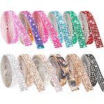 NiArt 12 Rolls Self Adhesive Crystal Rhinestone Diamond Ribbons 0.9cm DIY Decorative Bling Gemstone Arts Crafts Sticker Tape Glitter Shoes Clothes (Assorted Colors)