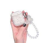 Ownest Compatible with AirPods Case, Cute Butterfly Pattern Clear Soft TPU Shockproof Cover Case Glitter with Keychain for Women Girls for Airpods 2&1-White