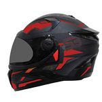 Steelbird SBH-17 Terminator ISI Certified Full Face Graphic Helmet in Matt Finish(Large 600 MM, Black Red Fitted with Clear Visor and Extra Smoke Visor)