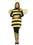 Springcmy Women Kid Halloween Costume Cosplay Set Bee Dress with Wings Headband Leg Sleeves Party Cosplay Fancy Dress (Mom, A-Yellow, XL)