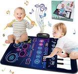 Jenilily Baby Toys for 1 Year Old Boys & Girls, 2 in 1 Musical Toys, Toddler Piano & Drum Mat with 2 Sticks, Learning Floor Blanket, Birthday Gifts