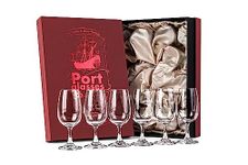 Port and Dessert Wine, Dry Sherry, Cordial, Aperitif Tasting Glasses | Set of 6 Small Crystal 7 oz Sippers | Mini Short Stem Nosing Taster Copitas | After Dinner Drink Glassware