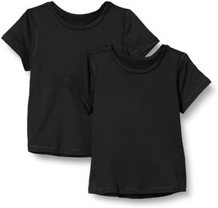 Amazon Essentials Girls' Active Performance Short-Sleeve T-Shirts, Pack of 2, Black, Large