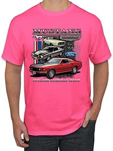 Ford Mustang Classics Untamed American Spirit Cars and Trucks Men's Graphic T-Shirt, Neon Pink, 4X-Large