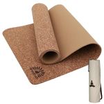 WishKraft CORK Yoga Mat [5 MM Thick] Eco-Friendly, Non-Slip, & Sweat Resistant | Cushioning, Support & Stability for Exercise, Fitness, Meditation & Pilates (Yoga Mat+DrawstringBag)