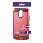 Reiko Wireless Lg Stylo 3/ Stylus Slim Armor Hybrid Case with Card Holder Armband - Red