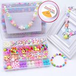 SYGA Plastic Beads for Kids Crafts Children's Jewelry Making Kit DIY Bracelets Necklace Hairband and Rings Craft Kits Birthday for 4, 5, 6, 7-Year-Old Little Girls(DIYBeadsSet-2) Multicolor