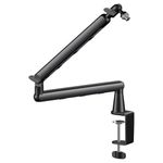 Kadence NB55-BK Touring Series Professional Mic Boom Arm Stand | Heavy-Duty Steel Build & 1.5kg Load Capacity | 360° Adjustable Desk Mount | For Podcasting, Streaming & Studio Recording | Black