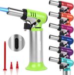 TBTeek Butane Torch, One-hand Operation Kitchen Torch with Adjustable Flame for Grilling, Baking and Soldering (Excluding Butane Gas), Green