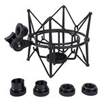 Hopbucan Microphone Shock Mount Adjustable Mount Recording Mic Stand Metal Bracket Pod Microphone Stand (Black)