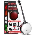 Pyle 5 String Banjo Remo Head, Banjos Beginner Kit, 39" Full Size, Open or Closed Back Instrument w/ 24 Brackets, Starter accessories, Geared 5th Tuner, Gig Bag, Extra Strings - Strap – Picks, Wrench