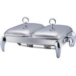 Chafing Dish Buffet Set 2 Section 1.5 QT Each | Food Warmers for Parties Buffet, Oven Safe Glass Serving Dish with Stainless Steel Base and Cover