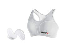 BRITX Ladies Chest Guard Female Chest Protector Sports Bra Karate,Taekwondo,Thai,MMA,Boxing,Kick Boxing, (White, Large)