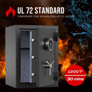 RPNB 60L Biometric Fireproof Safe – Gray Security Lock Box