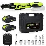 3/8" Cordless Electric Ratchet Wrench Set, 74 ft-Lbs 400 RPM 18V Brushless Power Tools Kit with Variable Speed, LED Light, 8 Sockets, 1/2"&1/4" Adapters, 3" Extension Bar, 2x2.0Ah Battery&Charger
