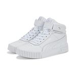 PUMA Girls Carina 2.0 Mid Jr Sneaker, White, 4 UK