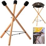 Handpan Drum Stand, Steel Tongue Drum Bracket, Solid Beech Wood Adjustable Tripod Structure Drum Holder, Snare Holder Bracket for 12 to 22 Inch Percussion Instrument(Wood Color)