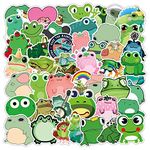 50Pcs Cute Frog Stickers Water Bottles Laptop Hydroflasks Phone Guitar Skateboard Computer Cartoon Frog Vinyl Stickers Waterproof Aesthetic Trendy Decals for Teens Kids Adults