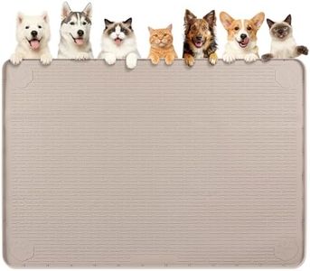 Bartuke Dog Food Mat, Extra Large 70" x 45" Silicone Pet Feeding Mat with Raised Edge Pet Placemat for Small, Medium, and Large Pets Non-Slip, Easy to Clean (Khaki)