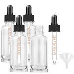 4 Pack Dropper Bottle, 2oz/60 ml Clear Glass Eye Dropper Bottles for Essential Oils with Labels and Funnel, Tincture Bottle with Measured Dropper