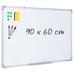 Magnetic White Board for Walls 90 x 60cm Dry Erase Whiteboard Aluminium Frame Home Office and School